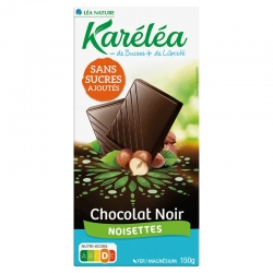 Černá čokoláda s lískovými oříšky bez přidaného cukru Karéléa